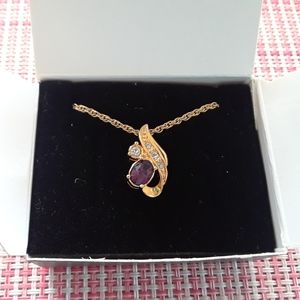 AVON Faux Amethyst Collection 18" Gold Necklace